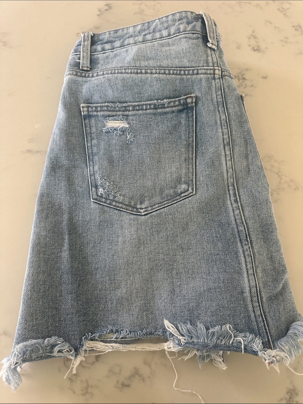 Distressed Light Blue Denim Mini Skirt - Picture 11 of 13